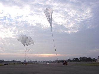The launch of a balloon in Aire sur l'Adour, France