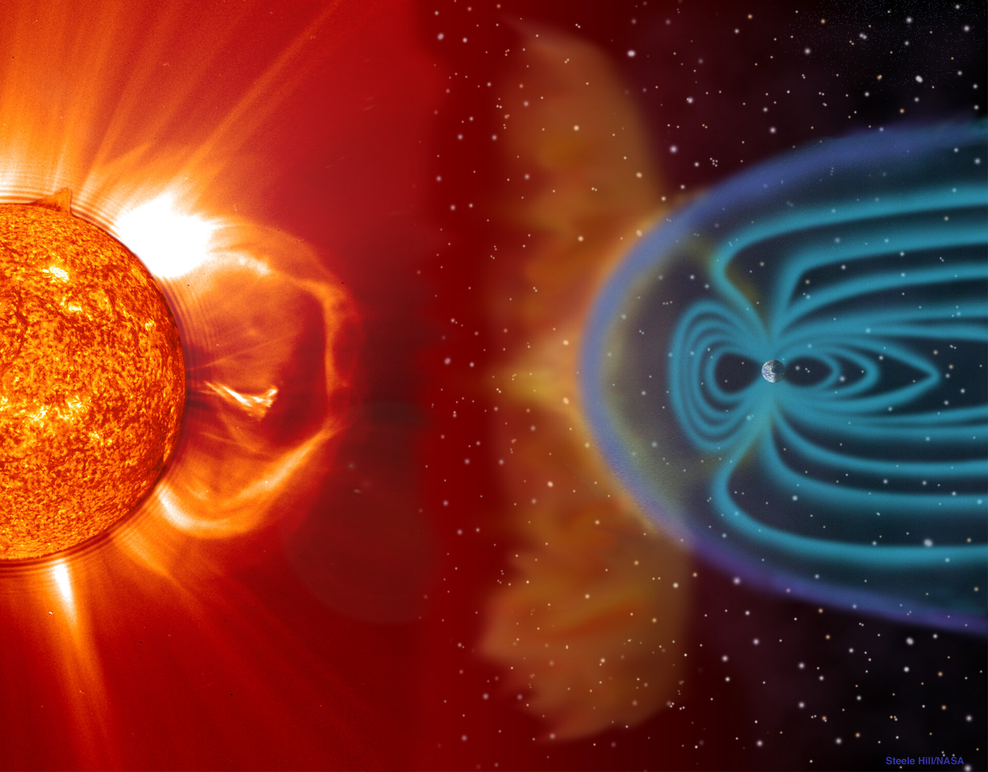 Masseausstösse der Corona in Richtung Erde