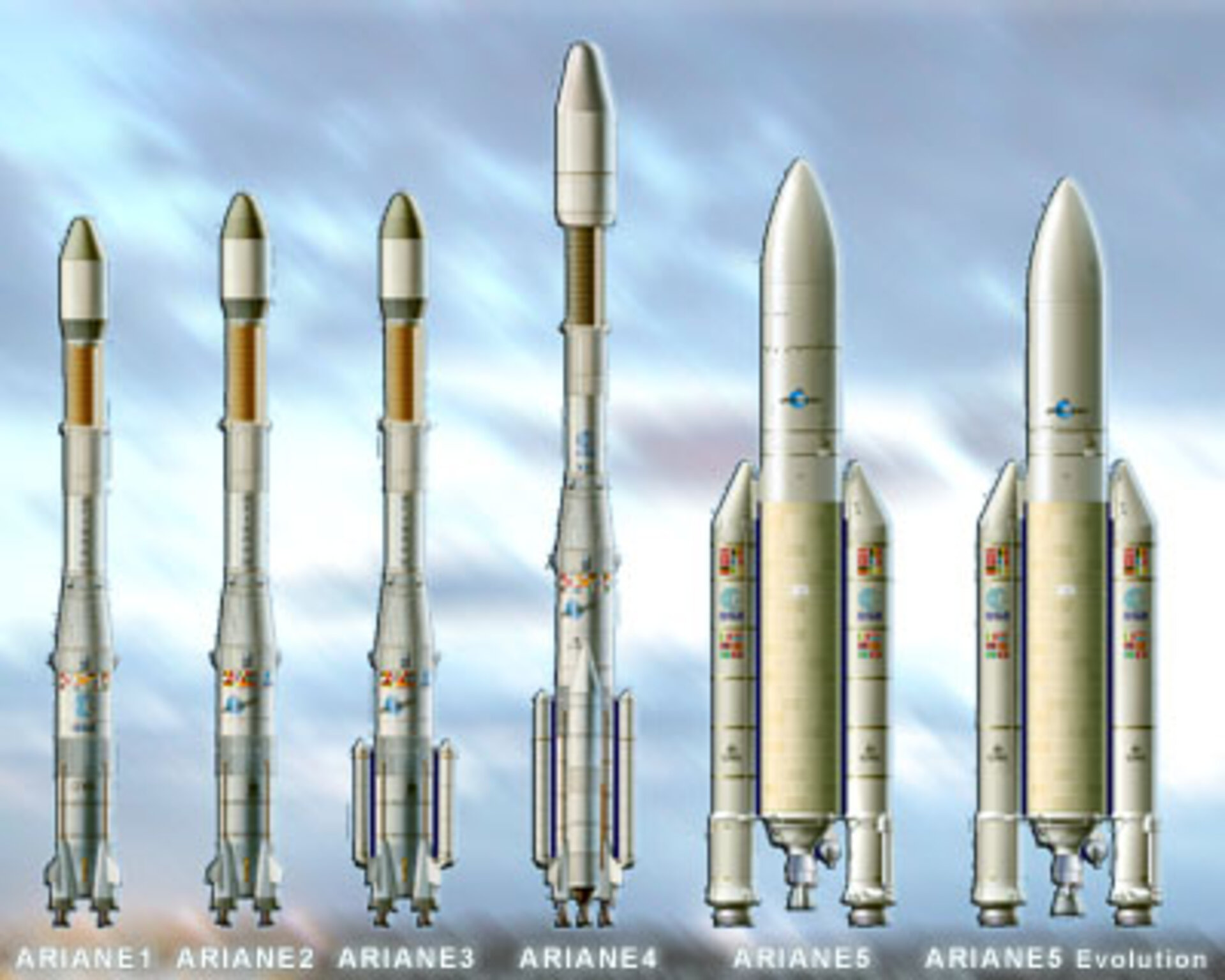 The Ariane launcher family artist view