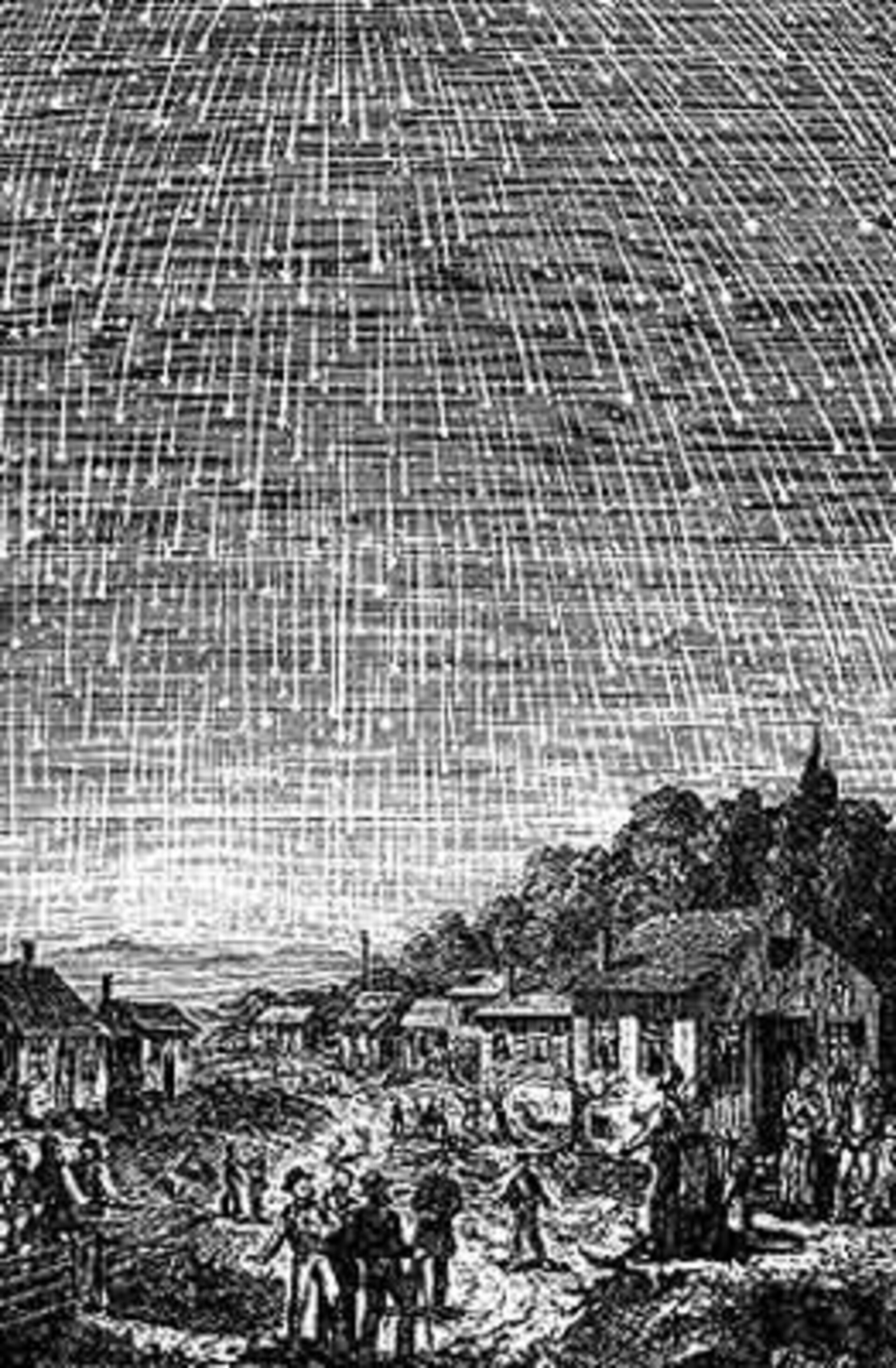 Old picture shows a meteor shower on 13 November 1833