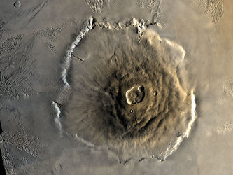 Olympus Mons, 25 kilometres high, is the highest volcano in the Solar System