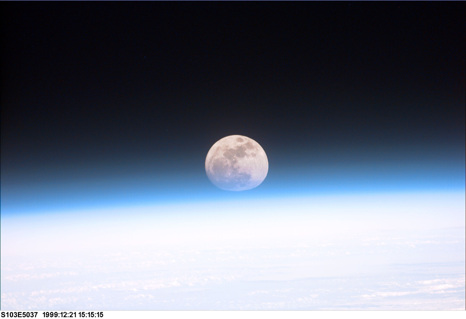 Space Shuttle Discovery sees Earth's Moon