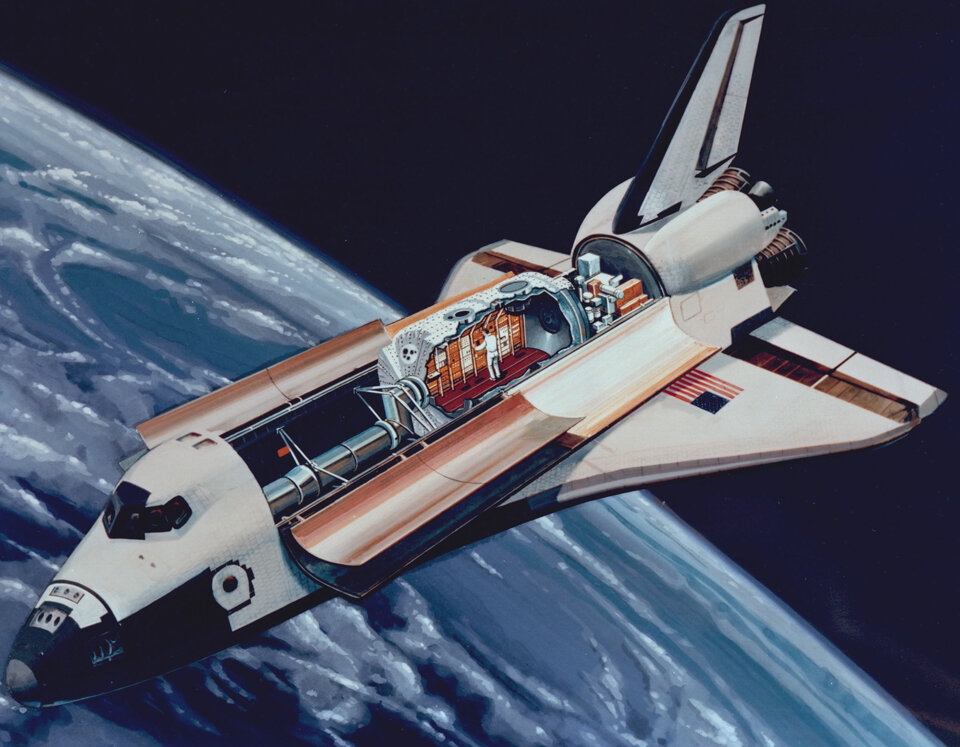 Spacelab in orbit,  1970s concept