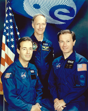 ESA astronauts Clervoy, Nicollier and Cheli