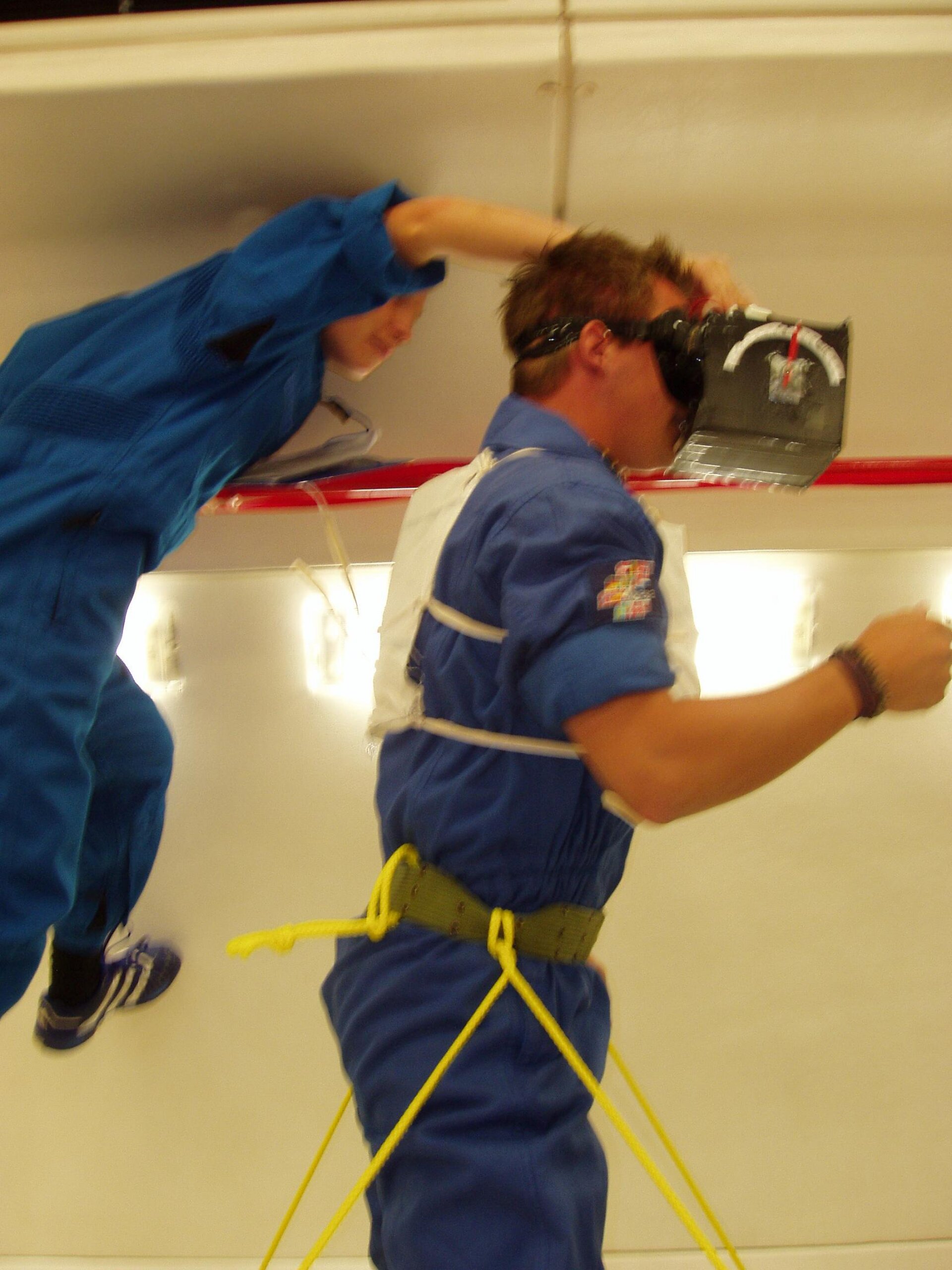 The subjects wore a mask to block out visual cues