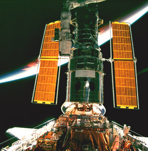 Hubble Space Telescope (HST) during repair mission STS-82