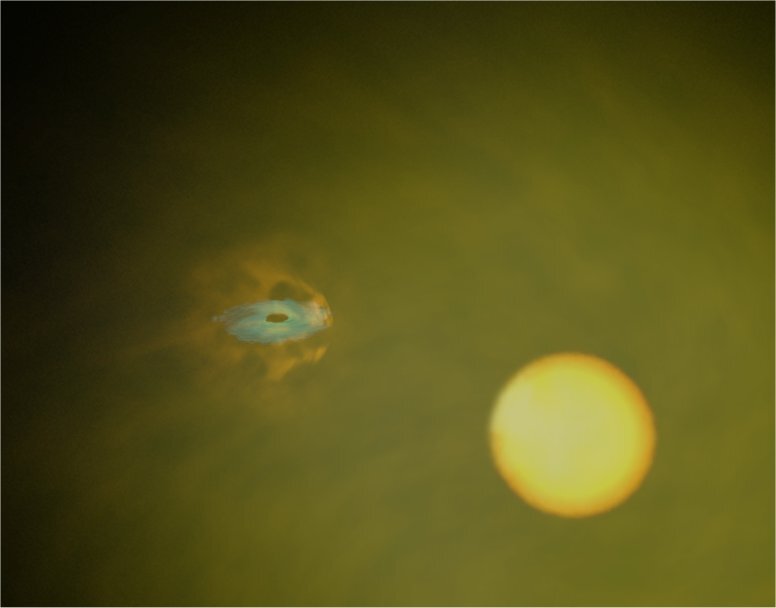 An artist's impression of the mechanisms in an interacting binary system