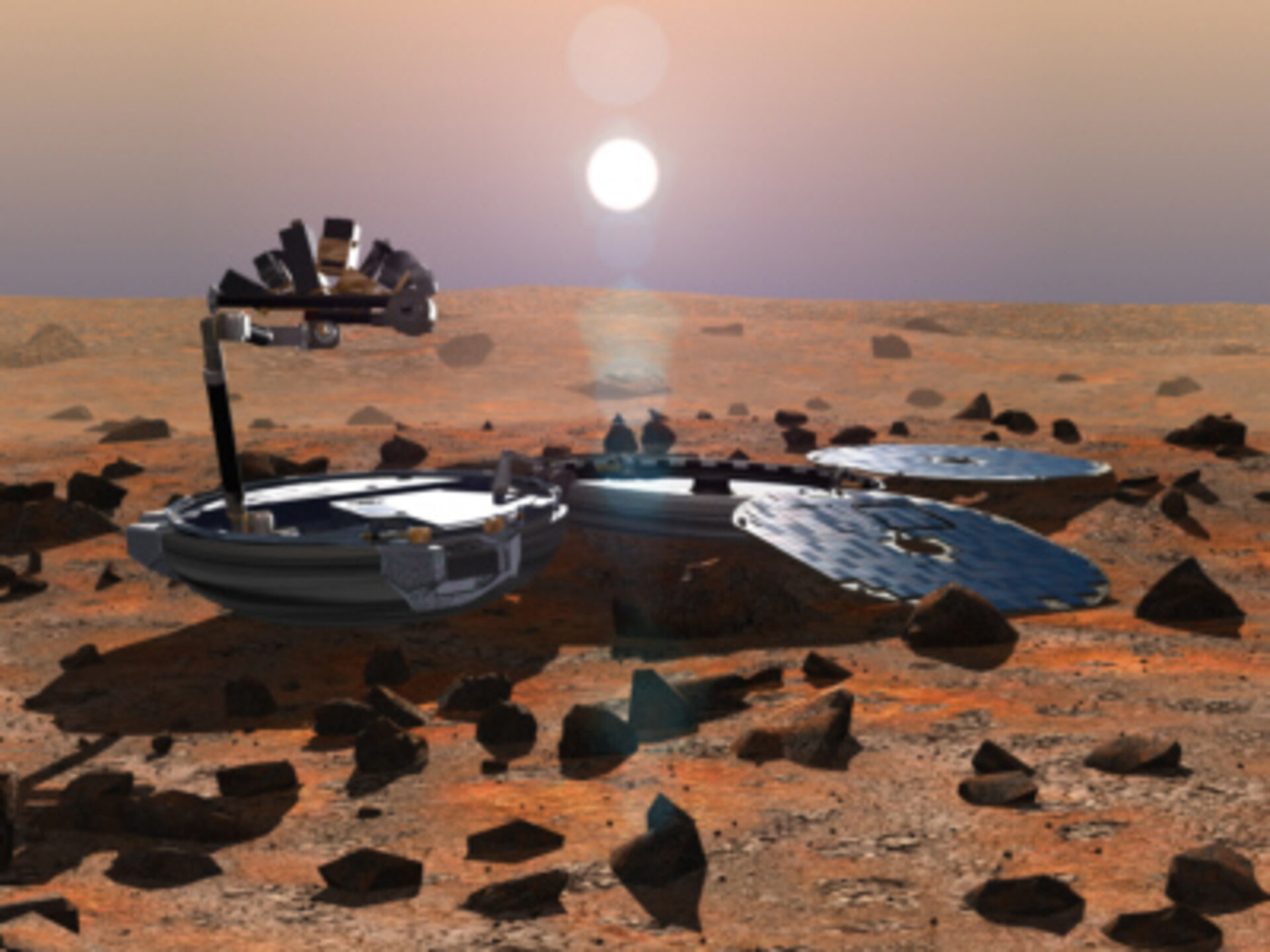 Beagle 2 sucht auf der Marsoberfläche nach Spuren des Lebens