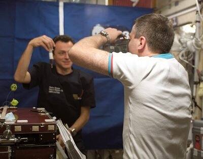 Pedro Duque was filmed during the Cervantes Mission to ISS in October 2003