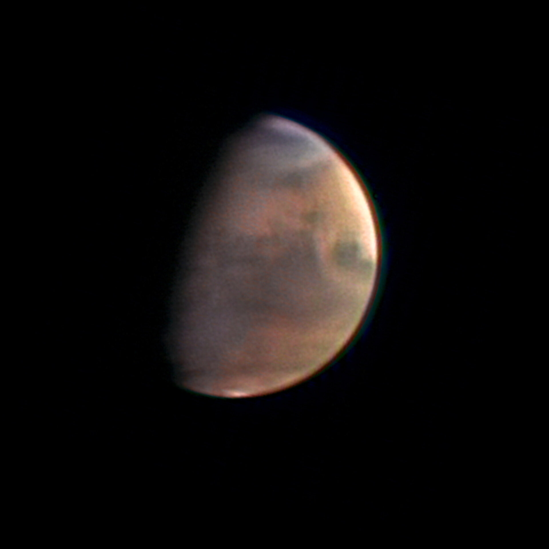 O planeta Marte a 5.5 milhões km, imagem de satélite obtida a 1 de Dezembro