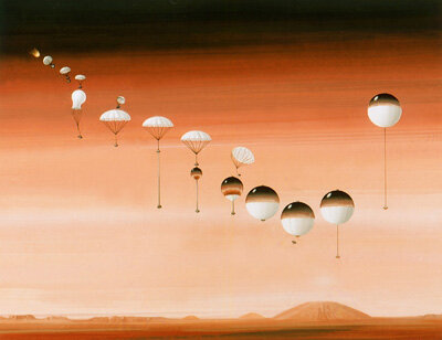Aufblasen des Ballons beim Eintritt in die Marsatmosphäre