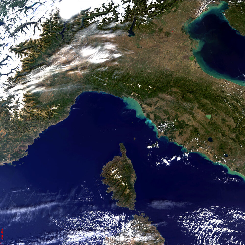 L'Italia e la Corsica viste da Envisat