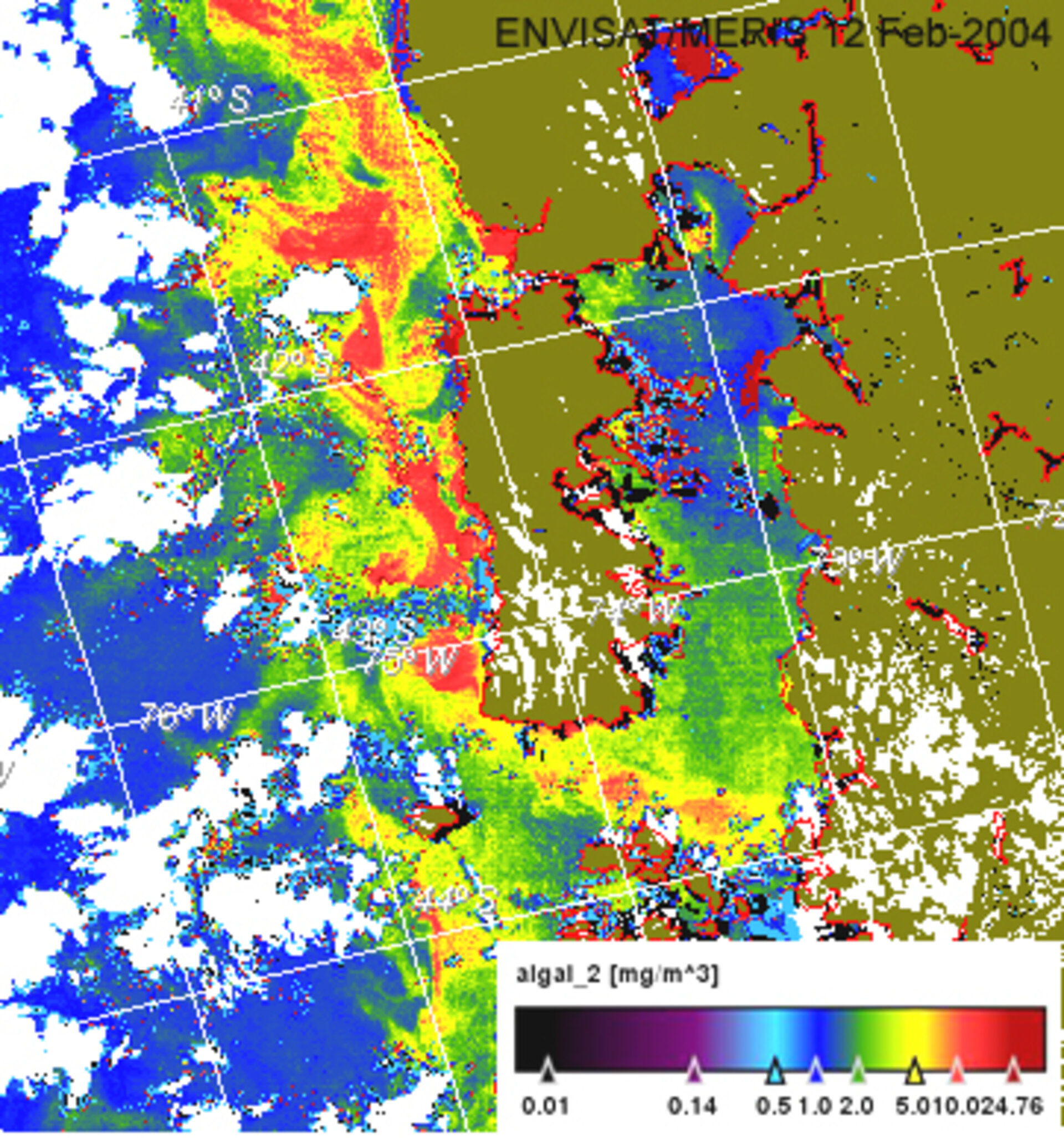 MERIS image of phytoplankton concentrations off Chile