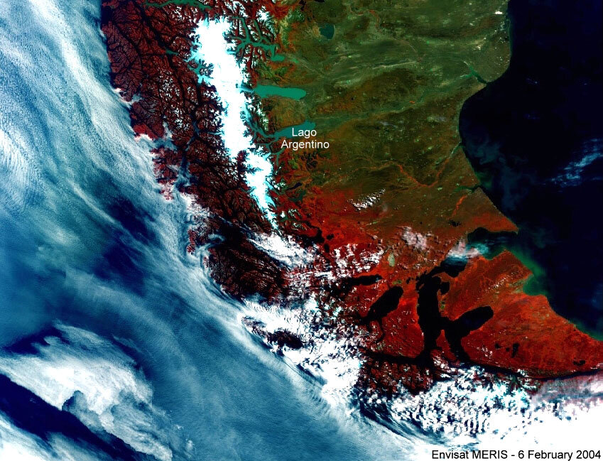 MERIS image showing Lago Argentino position
