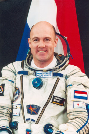 André Kuipers portrait - Dutch flag