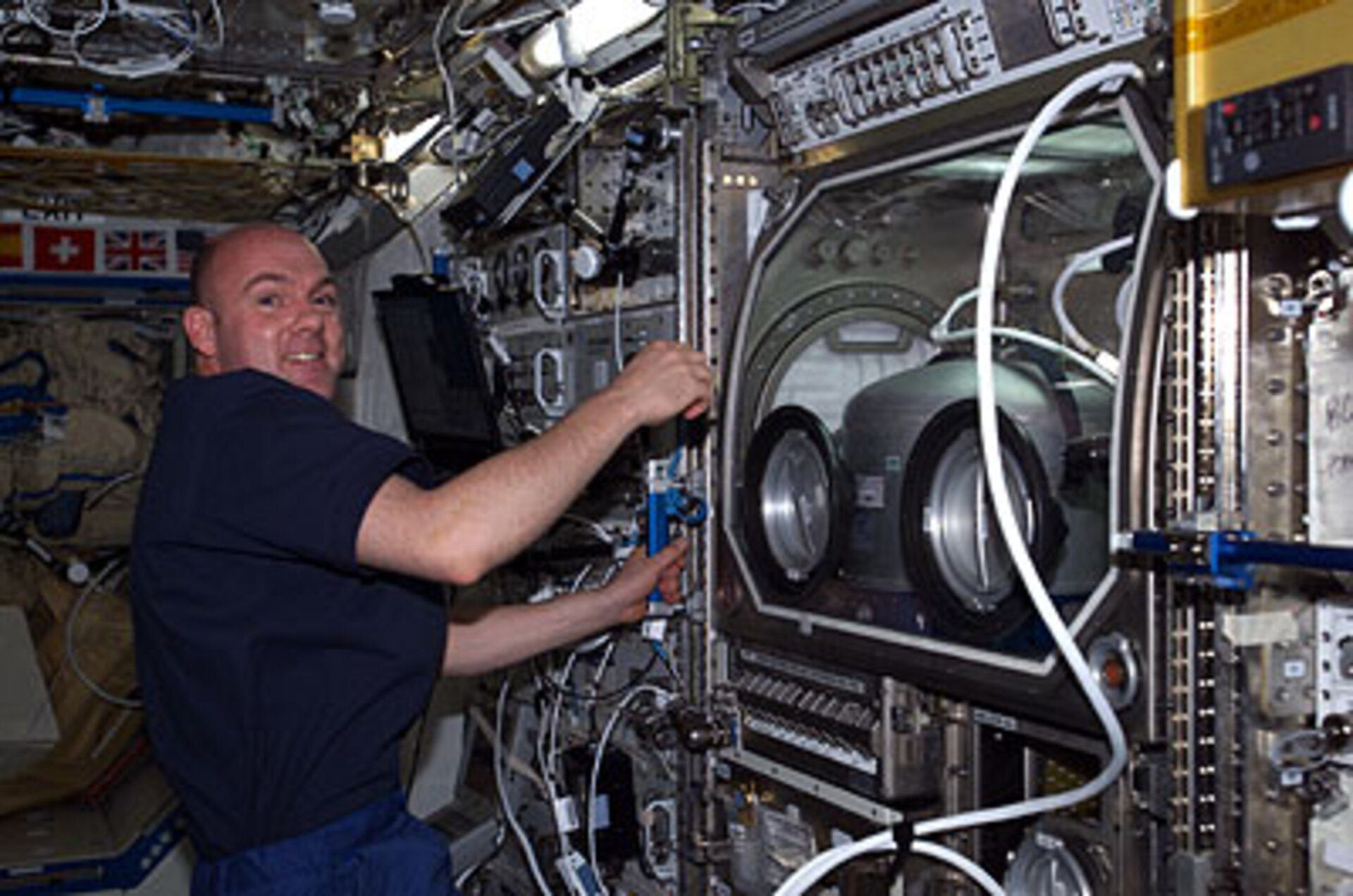 ESA astronaut André Kuipers works on the ARGES experiment