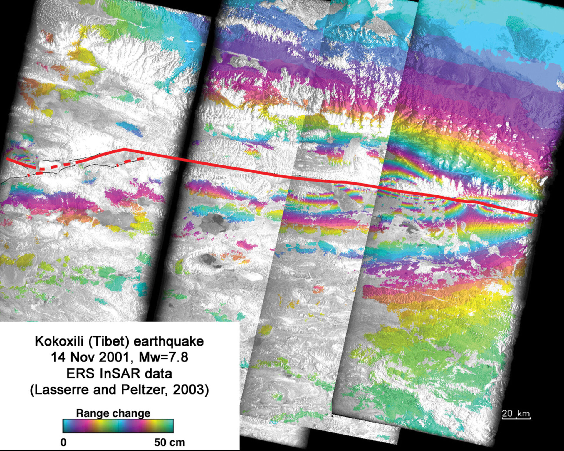 Fault line movement revealed by ERS data