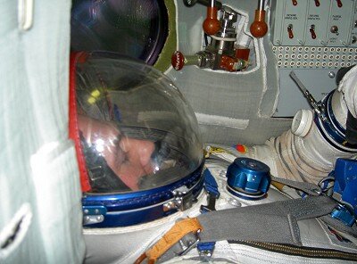 In full spacesuit during the Soyuz exam