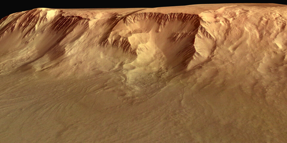 Perspective view of flank of Olympus Mons