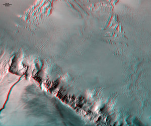 Western flank of Olympus Mons in 3D