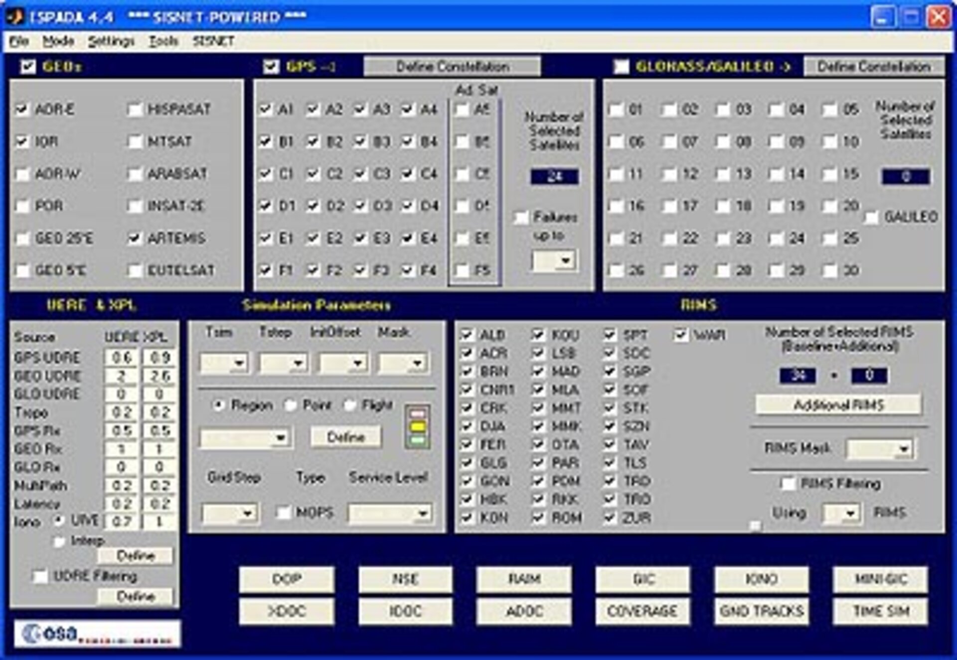 GNSS service volume simulator