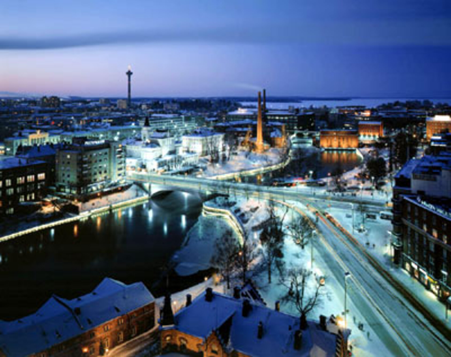 Tampere city centre by night