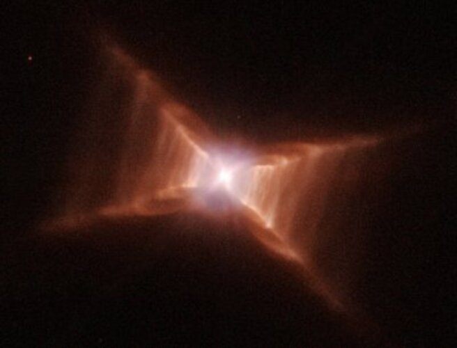 The HD 44179 nebula, known as the 'Red Rectangle.'