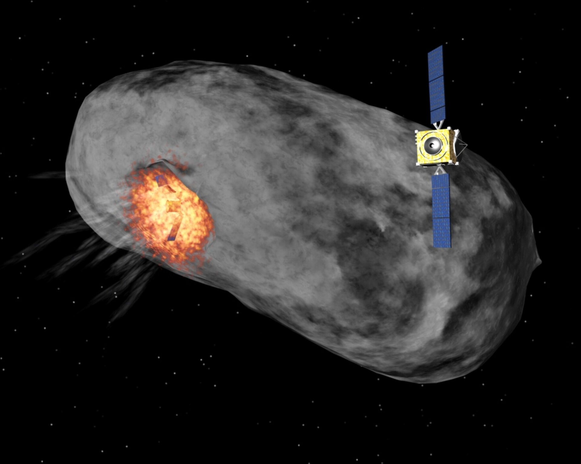 Hidalgo impacts with the asteroid