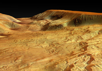 Close-up perspective view of Ophir Chasma, looking from east to west