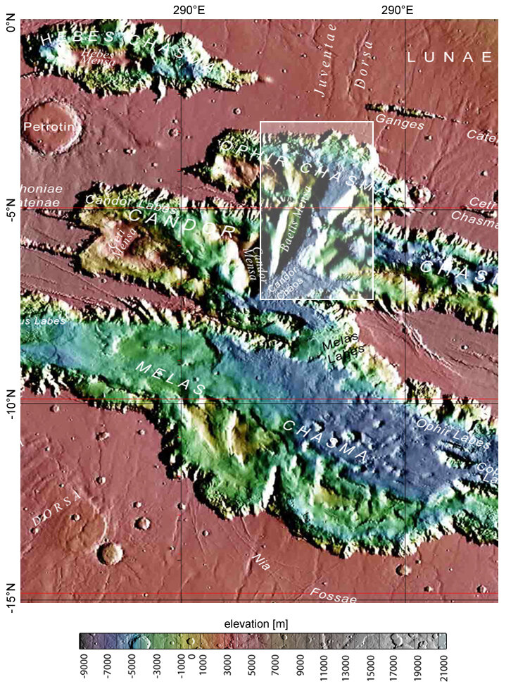 Map showing Ophir Chasma in context