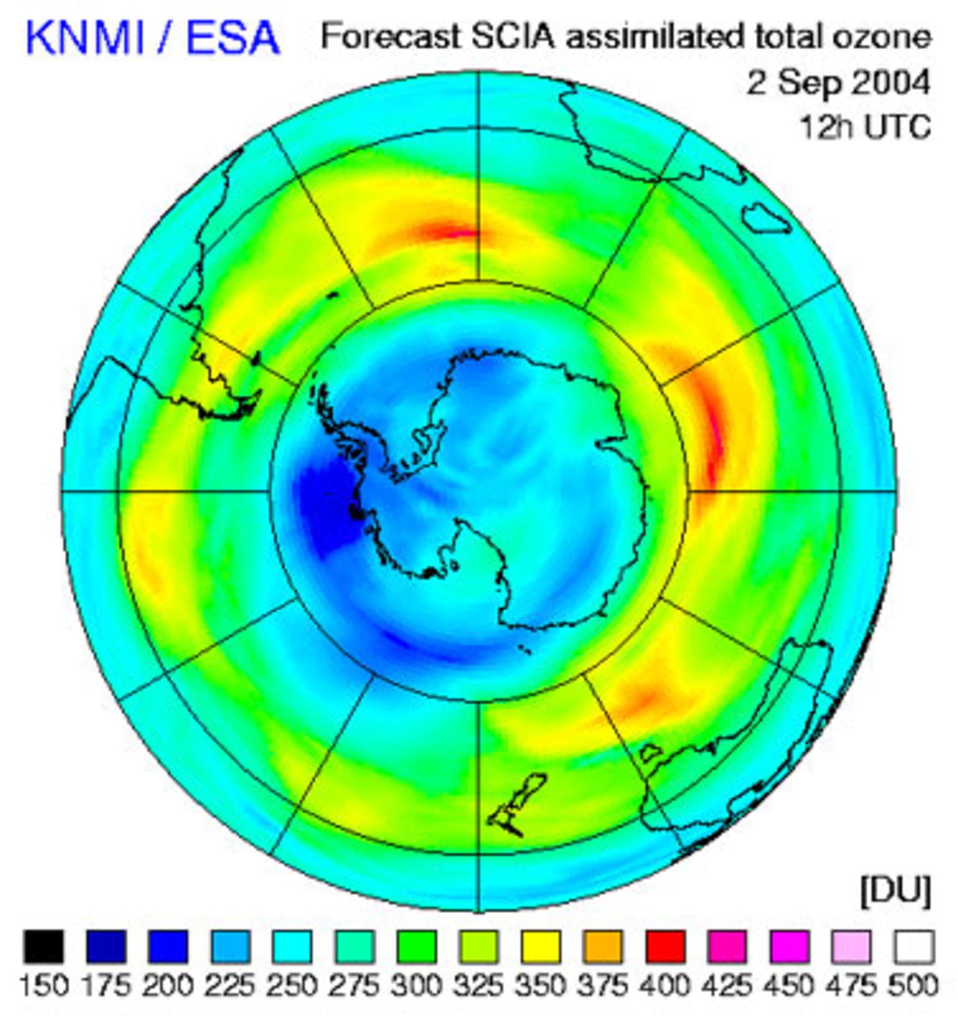 Ozone hole, as seen with Envisat