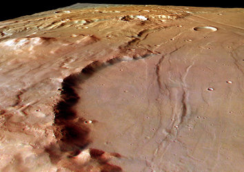 Perspective view of Solis Planum, looking south-east