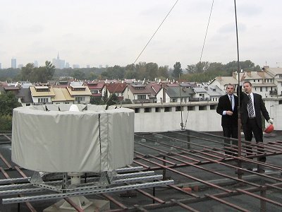 RIMS antenna on the roof of Polish Space Research Centre