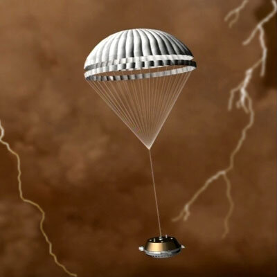 Huygens probe descending through Titan's atmosphere