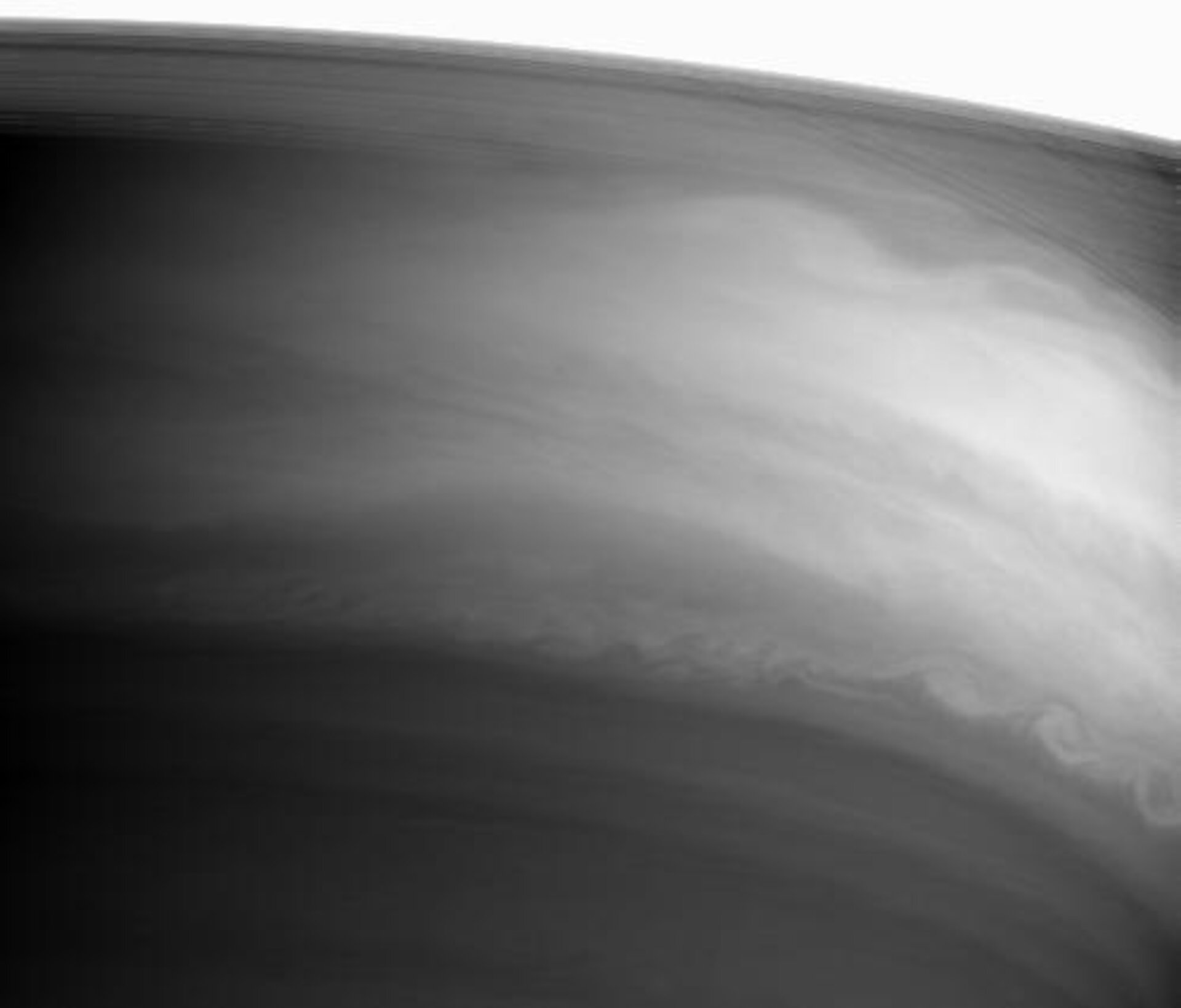 Swirls of clouds on Saturn