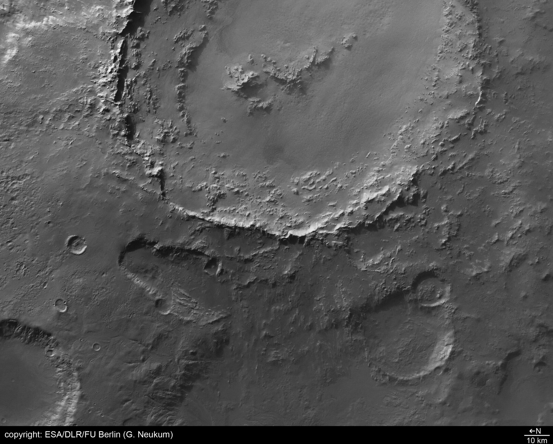 Close-up view of walls of Crater Hale