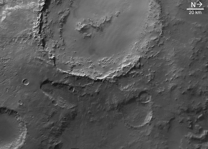 Hale Crater in black and white