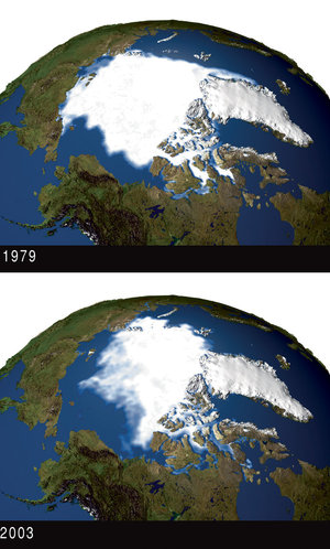 Fonte des glaces de l'arctique entre 1979 et 2003
