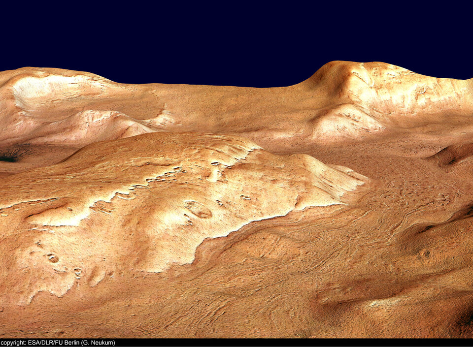 Perspective view of Reull Vallis, looking west