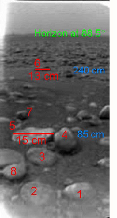 Raw image of Titan's surface with scale