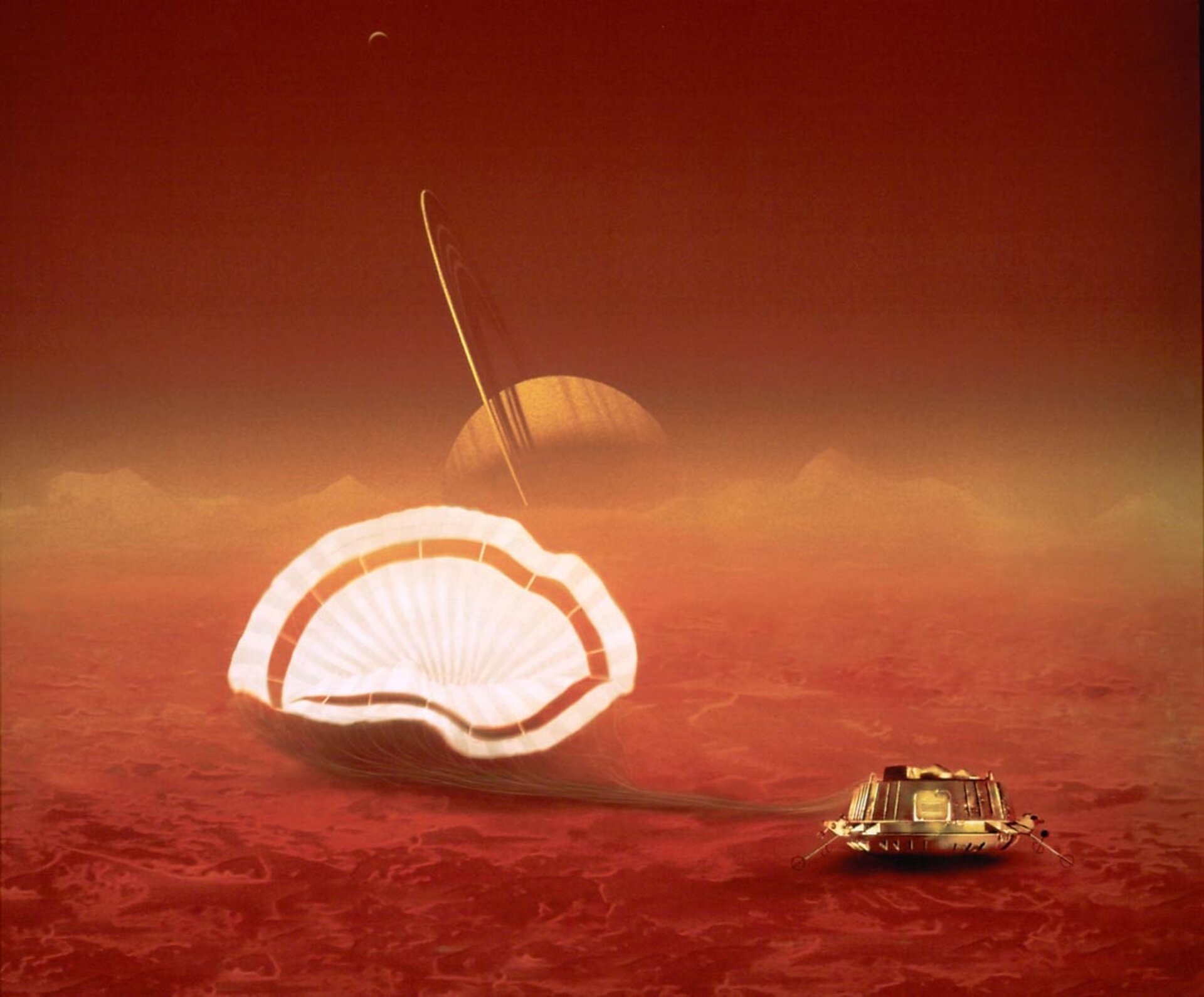 Impressione artistica della sonda Huygens su Titano