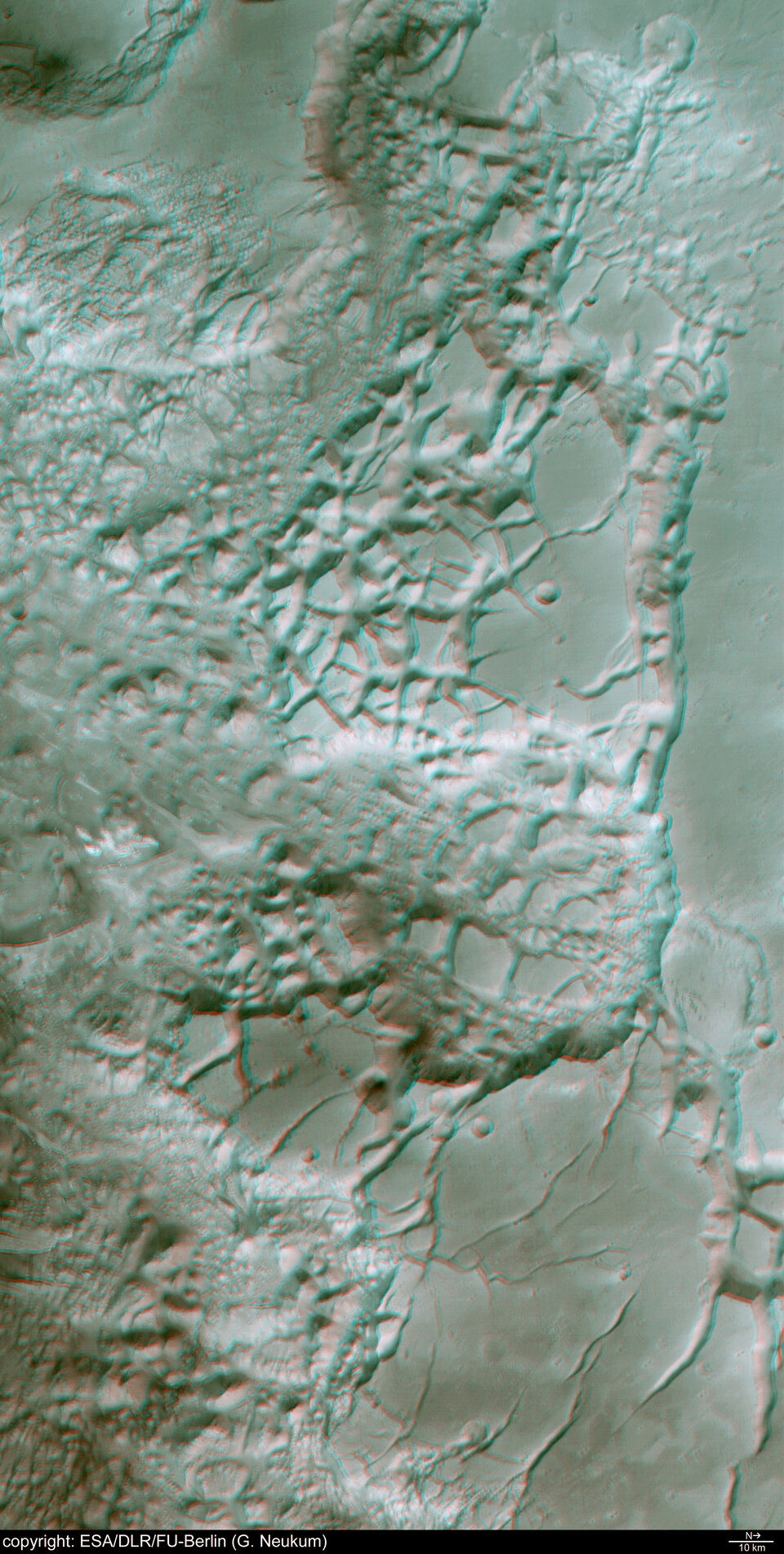 3D anaglyph view of Aureum Chaos