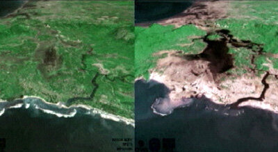 Before and after SPOT views of Banda Aceh