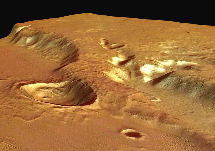 Perspective view of Medusa Fossae looking south-east