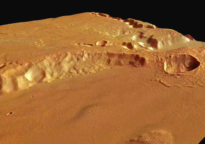 Perspective view of Medusa Fossae looking south-west