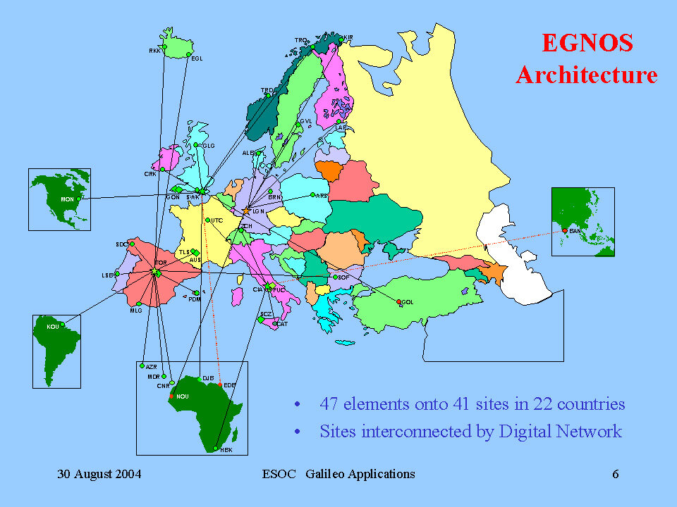 The EGNOS network is made up of more than 40 ground elements deployed all over Europe