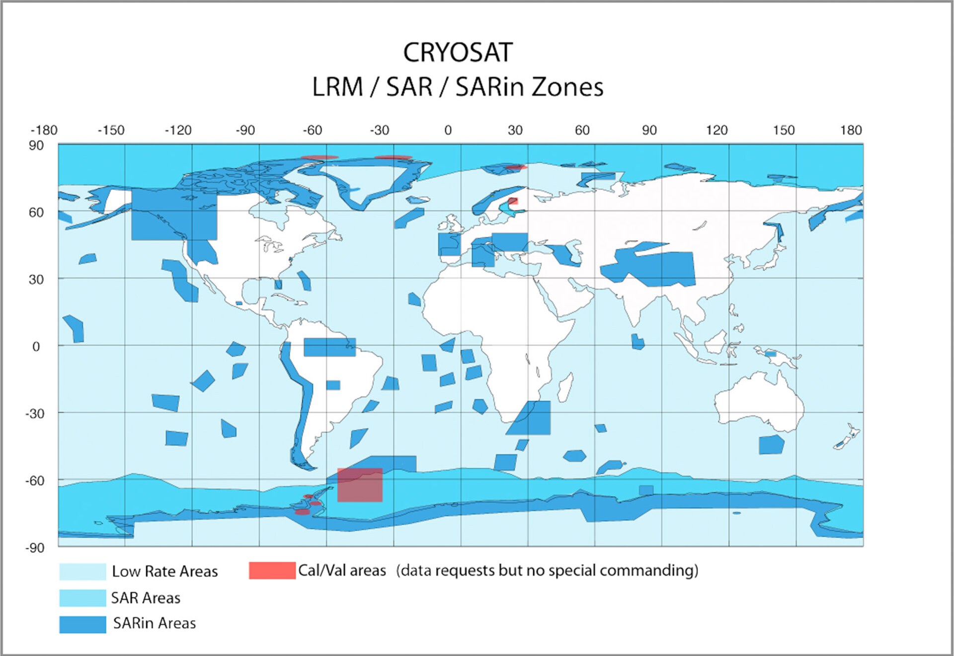 Map of CryoSat mode acquisition zones