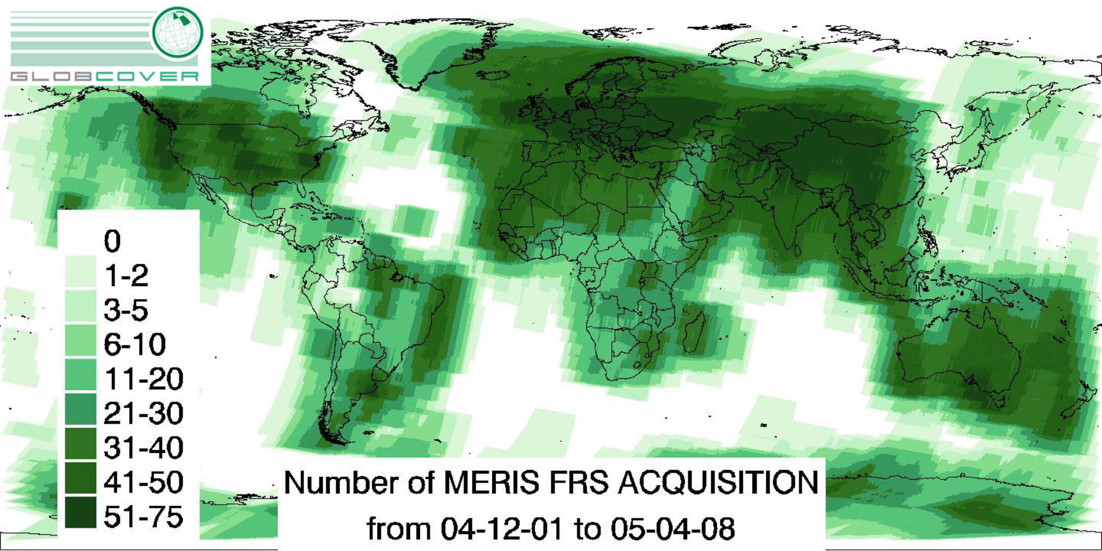 MERIS Full Resolution acquisitions since Dec 2004