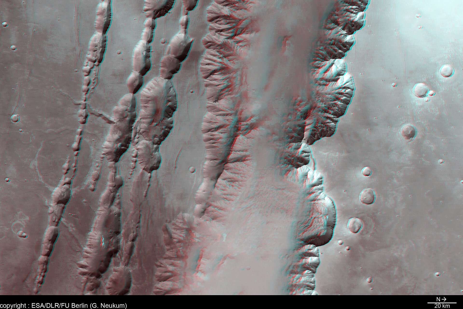 3D view of Coprates Chasma and Coprates Catena