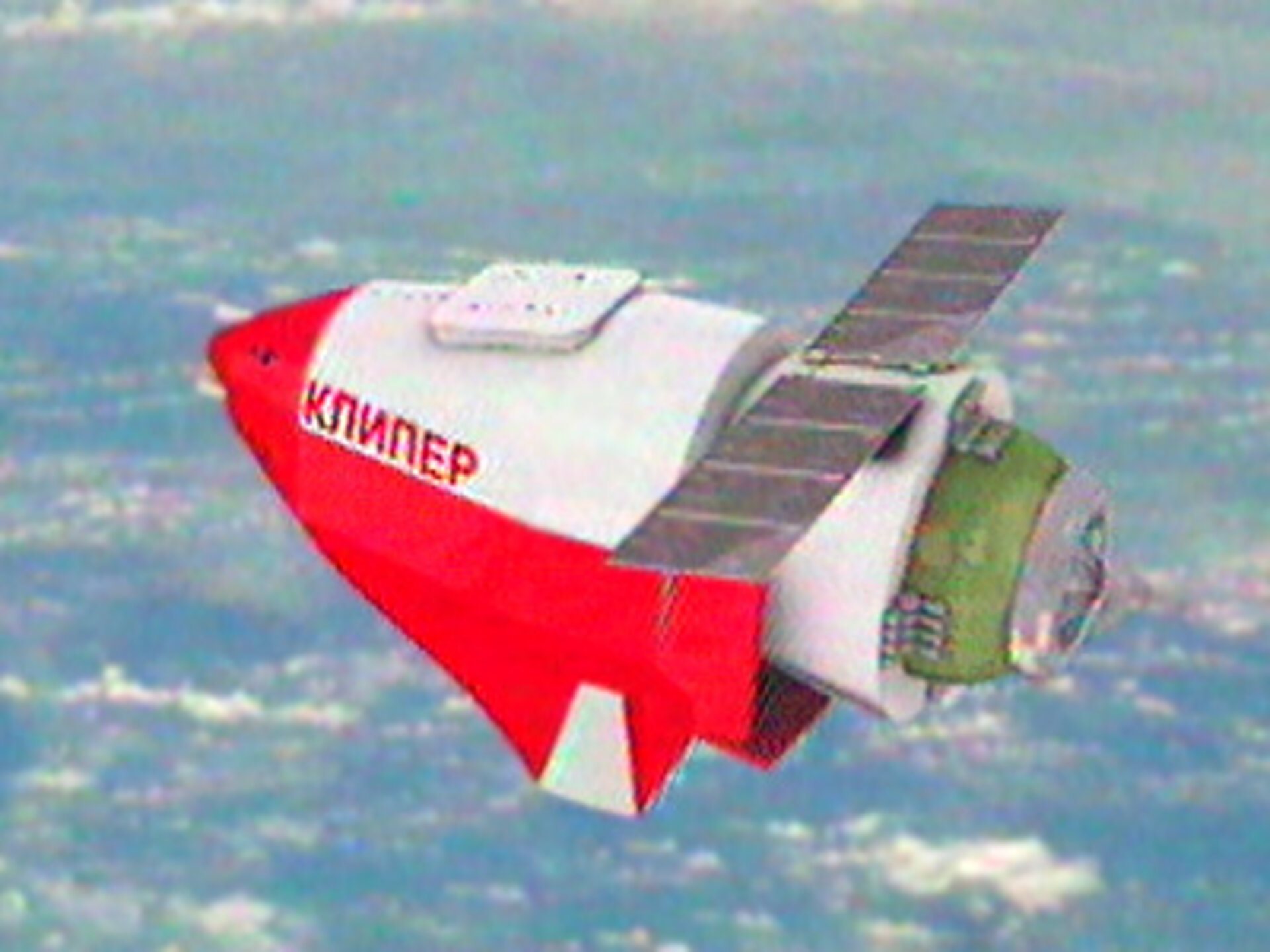 Artists' impression of the Clipper spacecraft in orbit